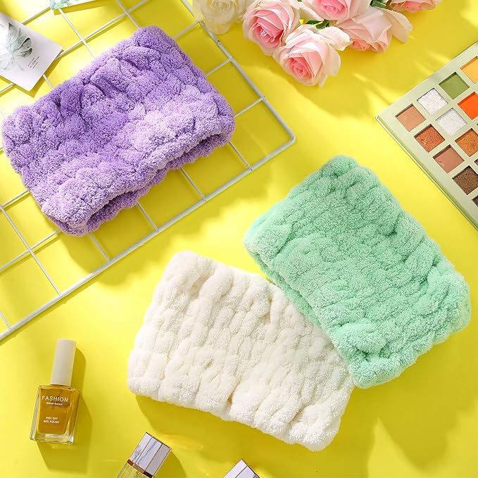 WILLBOND 6 Pieces Extra Wide Band 5 Inch Spa Facial Microfiber Headband Elastic Makeup Headbands Hair Accessories for Thick and Curly Hair, 6 Colors