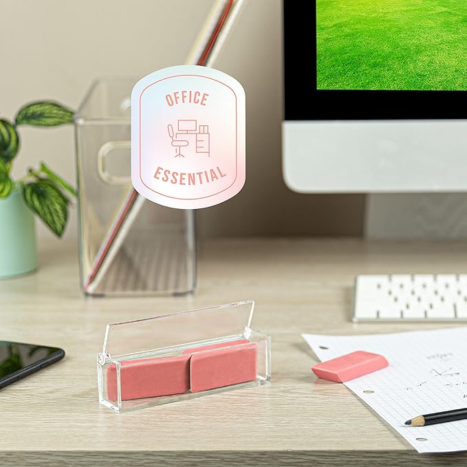 Hammont Clear Acrylic Box with Hinged Lid – Small Plastic Organizer for Office, Desk, Makeup, Crafts, Cotton Balls, Jewelry & More | 5"x1"x1.5" (6 Pack)