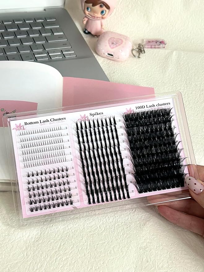 Wispy Lash Clusters with Spikes Volume Eyelash Clusters with 2 Styles Bottom Lashes 100D Mink Cluster Eyelash Extensions 380PCS Spiky Individual Lashes with Bottom Lash Clusters by Boahankuke