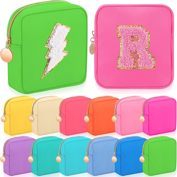 Kacctyen 12 Pcs Mini Makeup Bag Nylon Small Pouch for Purse Mini Square Nylon Pouch with Zipper Small Cosmetic Travel Makeup Bag Purse Organizer for Women(Bright Color,Regular)