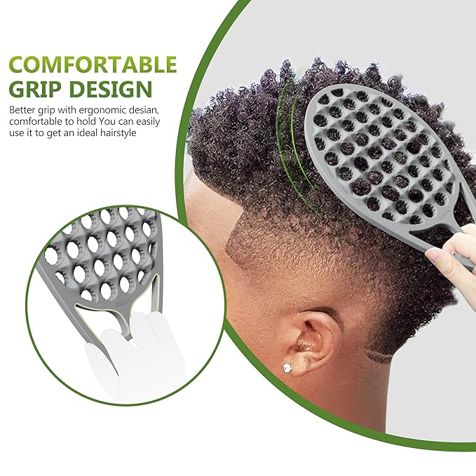 KOUPA Magic Silicone Curly Hair Brush, One Piece Twist Curl Comb for Afro Curls, Washable Hair Tool for Men Women, Grey, 2 Pieces