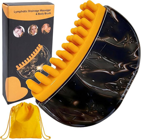 Lymphatic Contour Face Brush, Lymphatic Drainage Brush,Gua Sha Facial Tools for Lymphatic Drainage,Silicone Soft Head Dry Brush and Wet Brush Use