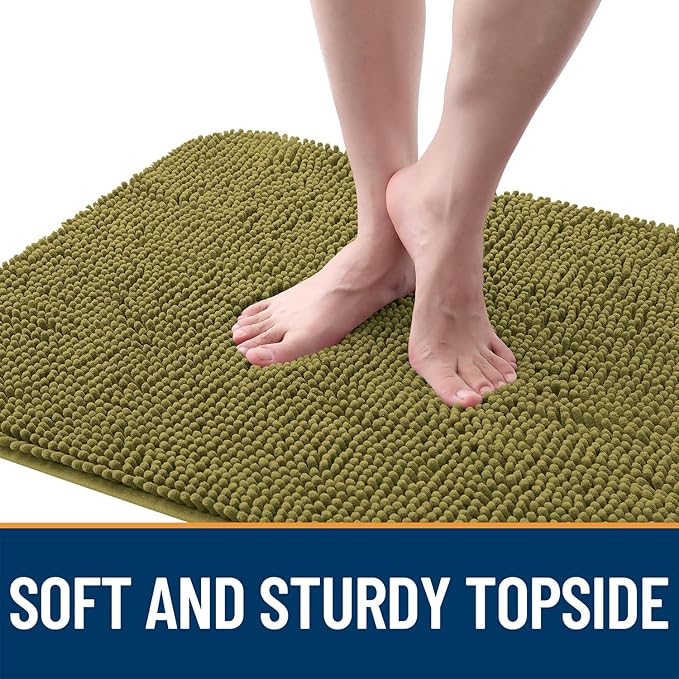 OLANLY Dog Door Mat for Muddy Paws 70x24, Absorbs Moisture and Dirt, Absorbent Non-Slip Washable Doormat, Quick Dry Chenille Mud Mat, Entry Indoor Entryway Carpet for Inside Floor, Willow Green