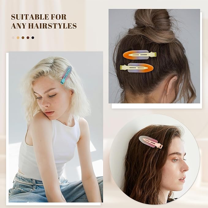 10 Pcs Creaseless No Crease No Bend Flat Hair Clips For Styling Non Slip Makeup Clips For Women Salon Hairstyle,Assorted Blue Green Red