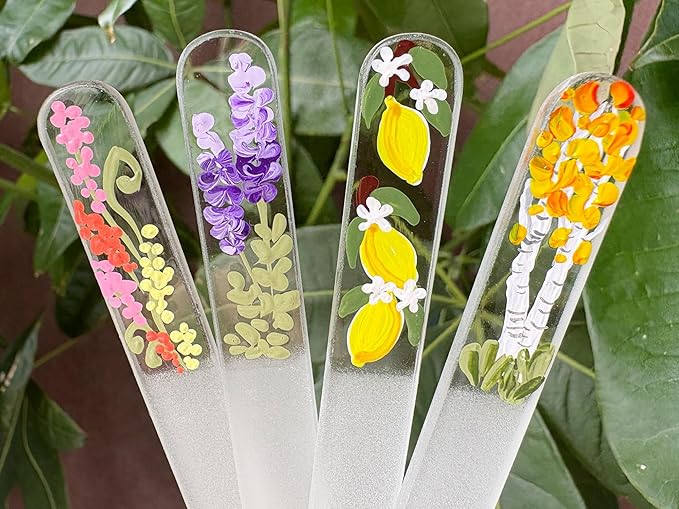 Hand-Painted Pastel Snapdragons Glass Nail File – Czech Crystal Manicure Tool, Gentle Durable Nail Care Gift for Women