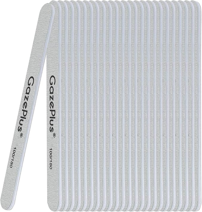 Nail Files, 24 PCS Fingernail Files 7" Long 100/180 Grit Emery Boards for Nails Professional Nail File Bulk Washable Suitable for Both Acrylic and Natural Nails Zebra