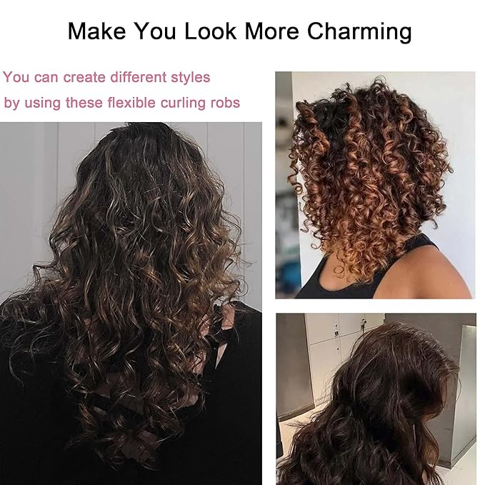 38Pcs Bendable Hair Curlers with Steel Pintail Comb - Foam Twist Rollers for Heatless Curls on All Hair Lengths
