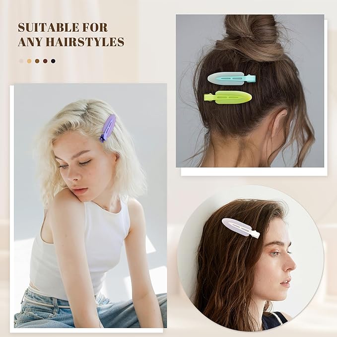 10 Pcs Creaseless No Crease No Bend Flat Hair Clips For Styling Non Slip Makeup Clips For Women Salon Hairstyle,Jelly White Green Neon-Green Blue Purple