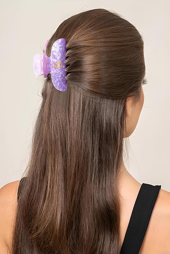 Fohuo Christmas Stocking Stuffers for Women - Purple Cute Hair Claw Clips for Teenage Girls Gifts, Stocking Stuffers for Women Teens Daughter Sister Granddaughter, Christmas Birthday Gifts - Letter A