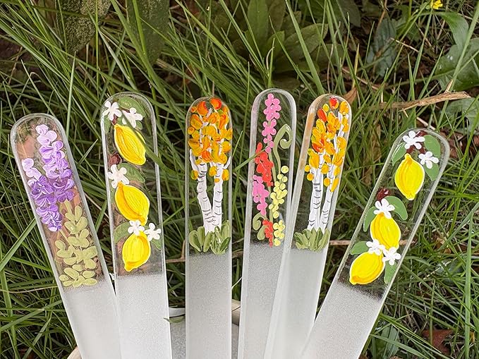 Hand-Painted Pastel Snapdragons Glass Nail File – Czech Crystal Manicure Tool, Gentle Durable Nail Care Gift for Women