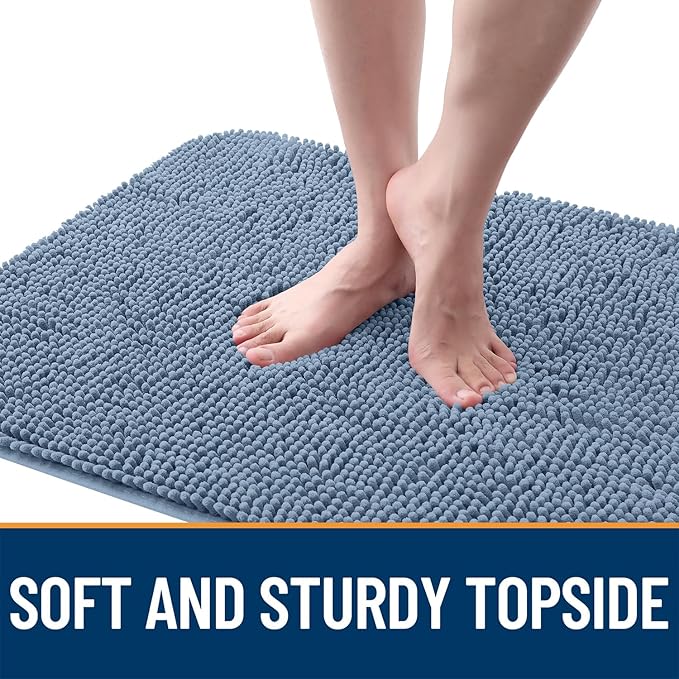 OLANLY Dog Door Mat for Muddy Paws 45x27, Absorbs Moisture and Dirt, Absorbent Non-Slip Washable Doormat, Quick Dry Chenille Mud Mat for Dogs, Entry Indoor Entryway Carpet for Inside Floor, Airy Blue