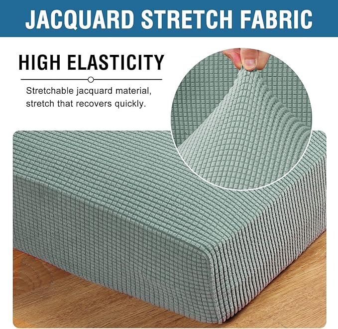 H.VERSAILTEX Super Stretch Individual Chaise Cover Sectional Couch Covers for L Shaped Sofa Both Left/Right Featuring Thick Jacquard Textured Twill Fabric (1 Piece Chaise Cover, Sage)