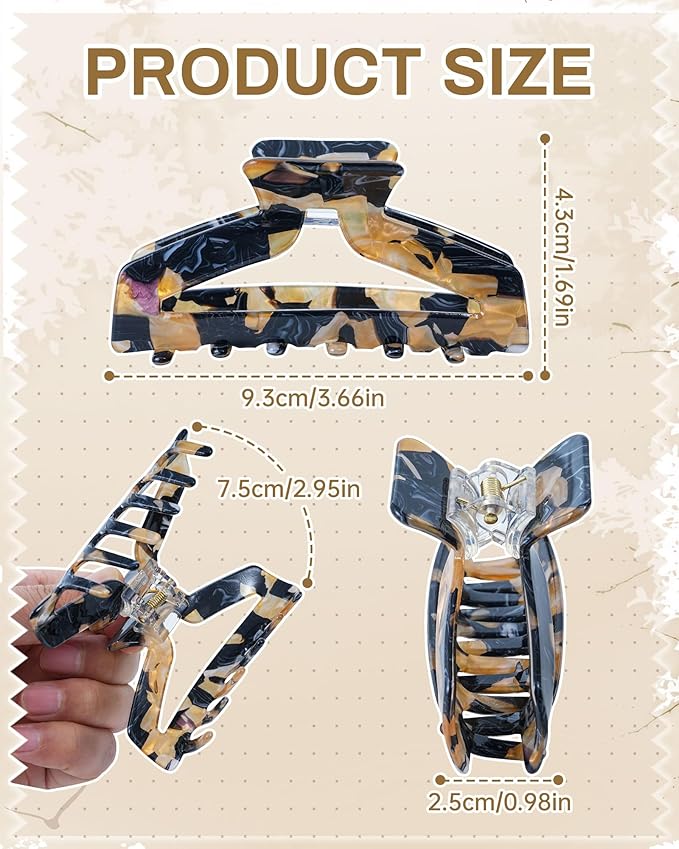 HOKEMP 4 Pcs Hair Claw Clips for Women - Medium Claw Clip Non-Slip Acrylic Hairclips for Thick Thin Hair, Triangle Hollow Design (Color 2)