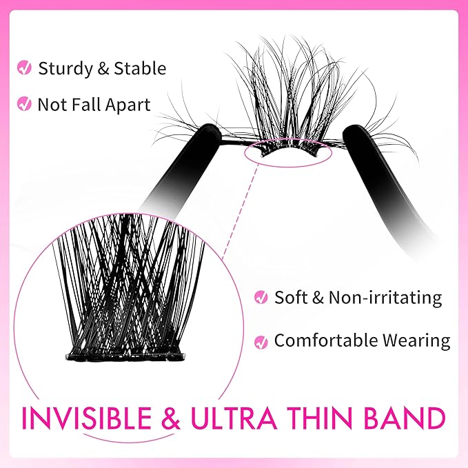 VEYESBEAUTY Lash Clusters Kit Fluffy Individual Lash Extensions Xtreme 3D Layered Volume Eyelashes kit Thin & Invisible Band Wispy Spider Faux Mink Lash 10-18mm with Bond&Seal Remover Applicator