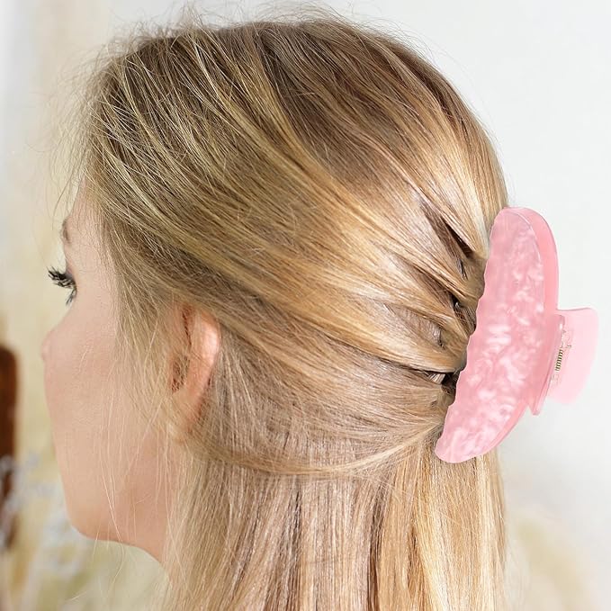 8 Pcs Large Acrylic Hair Claw Clips for Women Non-slip Strong Hold Jaw Clamps for Thick Thin Hair(Marble,Lush Color)