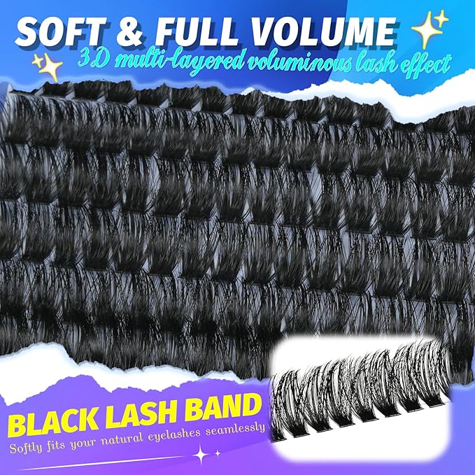 Lash Clusters Wispy 100D Eyelash Clusters 10-18mm Fluff Cluster Eyelash Extensions D Curl No Plastic Feel Individual Lashes Extension 204 Pcs Versatile False Eyelashes Clusters
