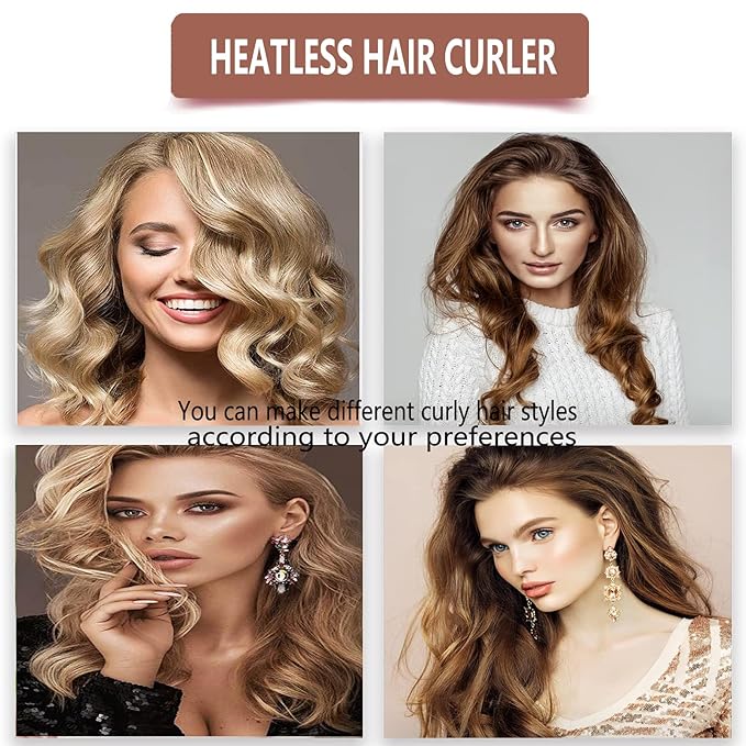 Satin XL Hair Rollers for Overnight Curls - Heatless Jumbo Curling Set With Headband and Rollers to Sleep In