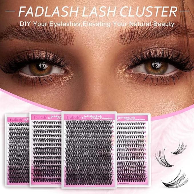 Cluster Lashes 12-18mm Mix Individual Lashes Long DIY Lash Extension D Curl Lash Clusters Soft Individual Lash Extensions Eyelash Clusters Wispy Cluster Eyelash Extensions (30D-0.07D, 12-18mm)
