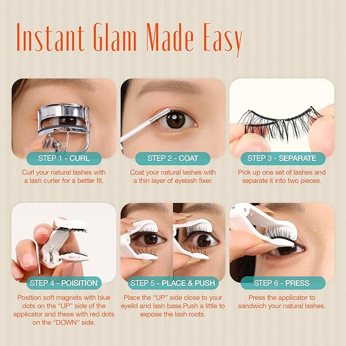 LASHVIEW Upgrade Magnetic Eyelashes with Applicator Soft Magnetic Eyelashes Natural Look Reusable No Glue Needed Easy to Wear and Remove (YT01)