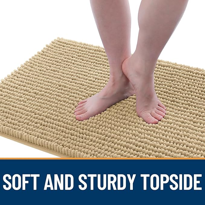 OLANLY Dog Door Mat for Muddy Paws 24x16, Ultra Absorbent Chenille Mud Doormat, Non-Slip Washable and Dirt Trapping Doormat for Indoor Entryway, Quick-Dry Indoor Pet Bed Mats for Dogs, Beige