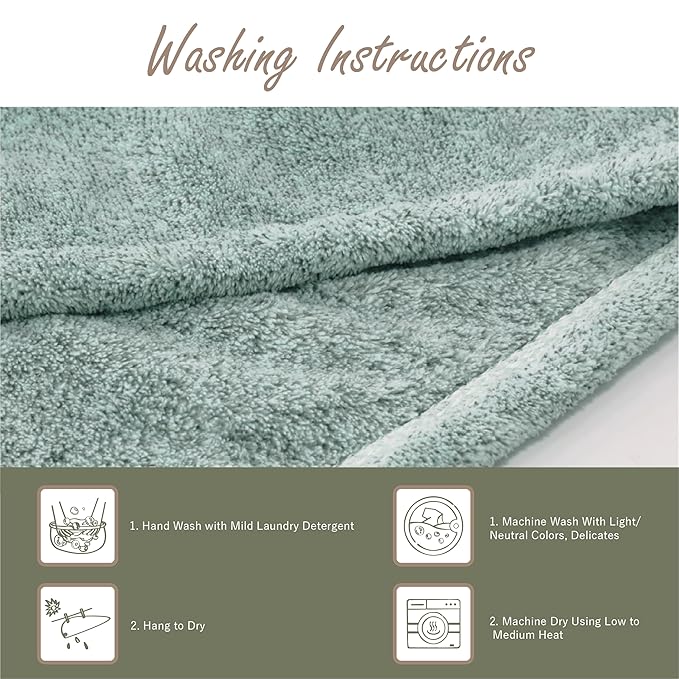 myHomeBody Hair Towel Wrap, Luxury Quick Drying Turban, Ultra Soft Absorbent Charcoal Fiber Cap, with Coconut Shell Button – Pine Green