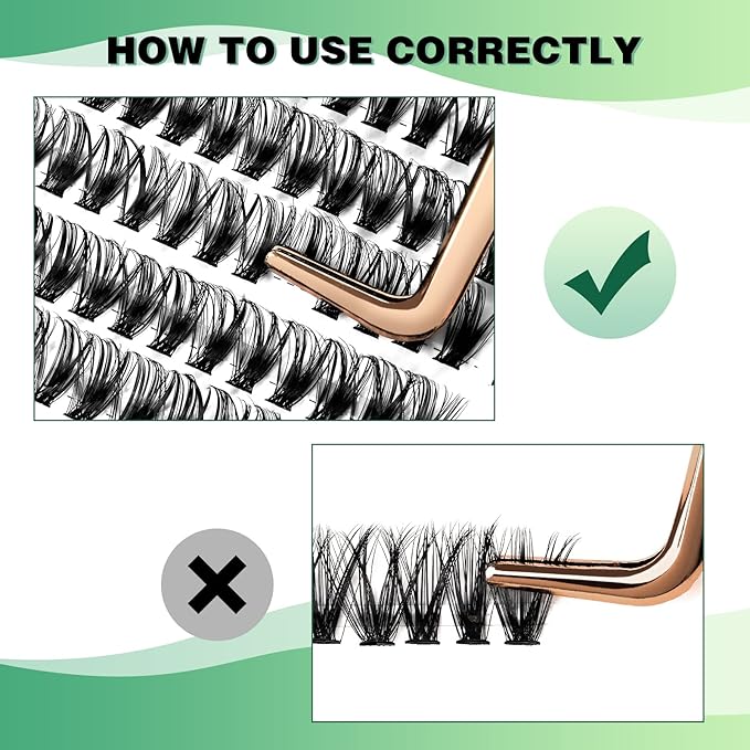 KEYYOU Lash Clusters 300pcs Individual Lashes 40D 0.07D Curl 16mm DIY Eyelash Extension Large Tray Volume Soft&Natural Cluster Lashes(40D-0.07D,16）