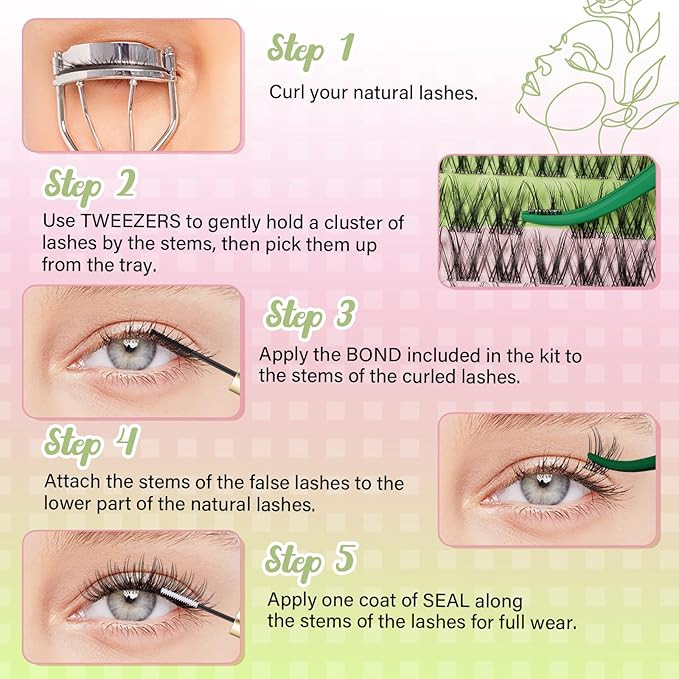 KEYYOU Bunny lash clusters manga lash clusters C Curl bunny lashes anime lashes Wispy Natural Invisible Band Lash with Waterproof DIY Lash Extension at Home(Bunny-8-18MIX)