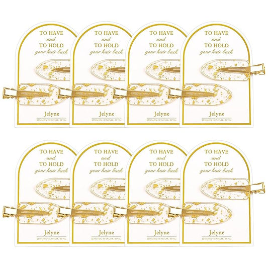 16PCS No Bend Hair Clips and Glitter Gold Bangs Clips - Makeup Ready Hair Setting Kit with Bridesmaid Proposal Gift