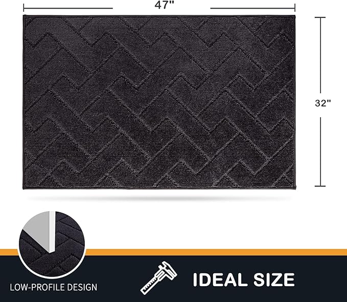 PURRUGS Dirt Trapping Door Mat 32" x 47", Non-Slip Machine Washable Entry Rug, Dog Doormat, Indoor Front Door Mat, Super Absorbent Entryway Rug for Muddy Shoes & Paws, Black