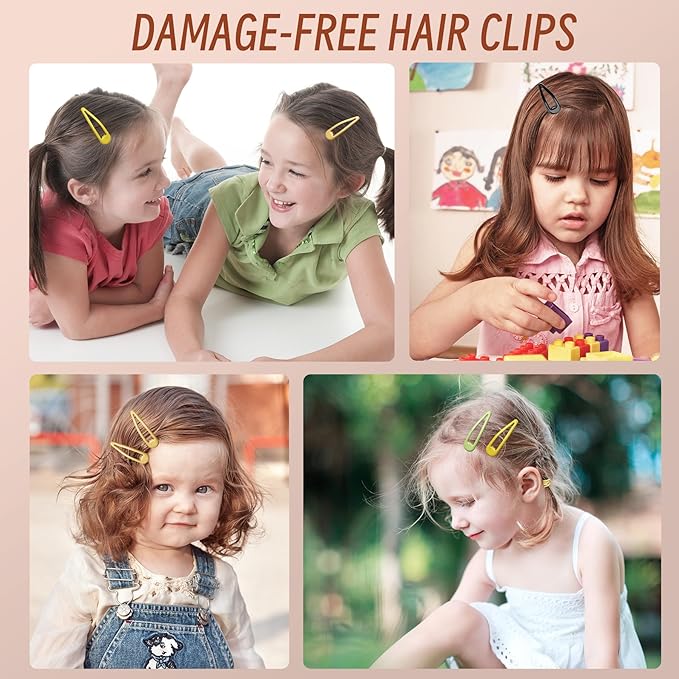 Metal Snap Hair Clips, No Slip Hair Clips for Thick/Thin Hair, 16pcs Medium Barrettes for Women Kids Hairstyle Makeup Accessories (8pcs 2.36inch & 8pcs 2.7inch) (Green Yellow)