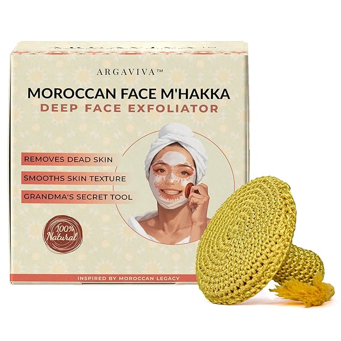 Face Scrubber Exfoliator – Gentle Face Exfoliator Scrubber & Facial Brush for Cleaning and Exfoliating – Moroccan Clay & Sabra Fabric Pad for Smooth Radiant Skin, Men & Women