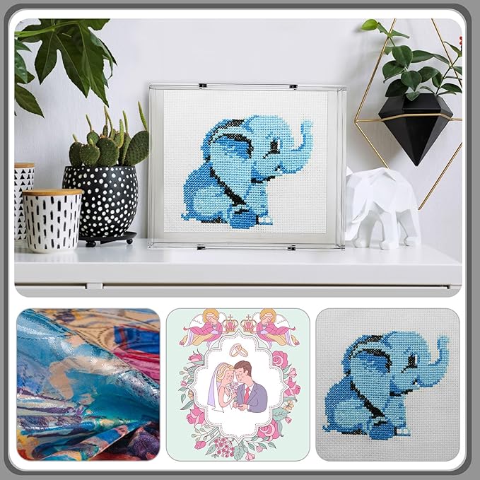 Acrylic Serving Tray with Handle Needlepoint Clear Decorative Tray Countertop Organizer for Home Bathroom Office (6.5"x 8.5")