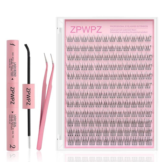 Manga Lash Clusters Kit Eyelash Clusters Eyelashes Anime Lash Clusters With Spikes Eyelash Extension Kit With Lash Bond And Seal Wet Look Spiky Cluster Lashes (Fishtail kit 144pcs)