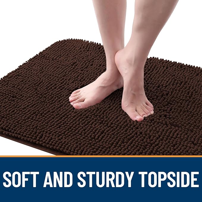 OLANLY Dog Door Mat for Muddy Paws 47x24, Absorbs Moisture and Dirt, Absorbent Non-Slip Washable Doormat, Quick Dry Chenille Mud Mat for Dogs, Entry Indoor Entryway Carpet for Inside Floor, Brown
