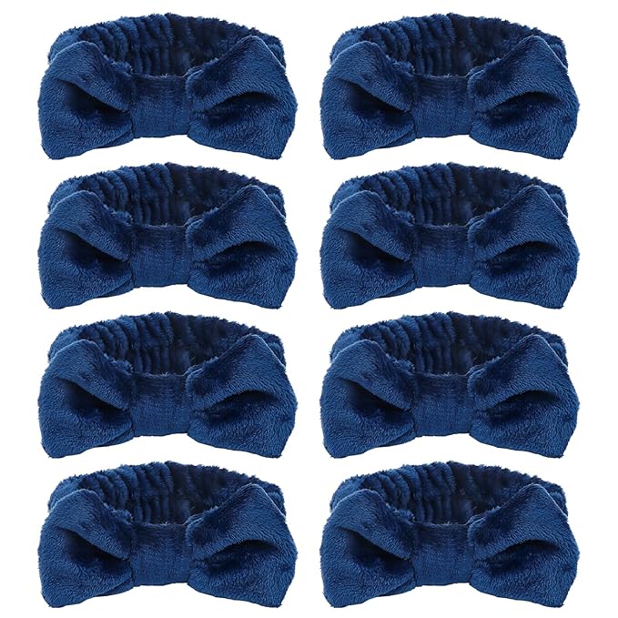 CIEHER 8 Pcs Spa Headbands for Women Girls, Dark Blue Spa Headband for Bachelorette Party Sleep Party, Skincare Makeup Face Wash, Bachelorette Gifts for Bridesmaid