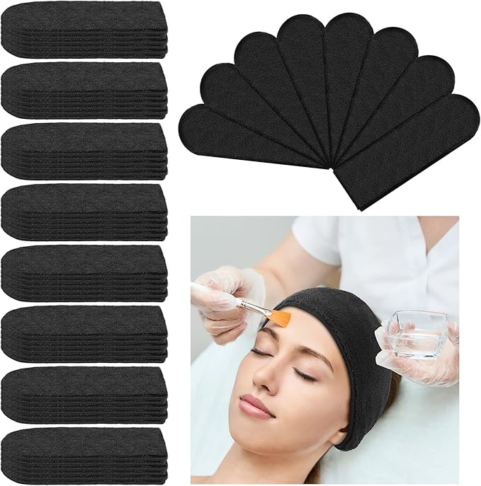 Preboun 24 Pcs Microfiber Towels - Absorbent Spa Headbands for Women, Fast Drying Salon Towel Wraps for Hair Cutting and Shampoo (Black)