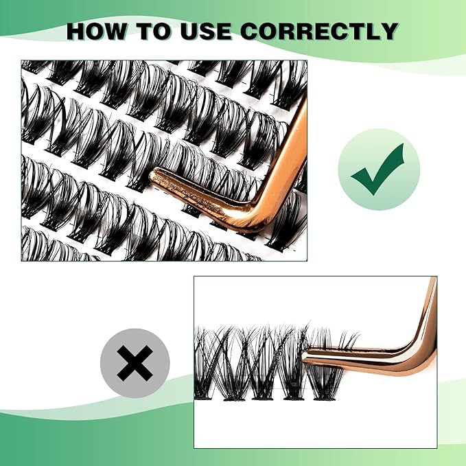KEYYOU Lash Clusters 300pcs Individual Lashes 40D 0.07D Curl 13mm DIY Eyelash Extension Large Tray Volume Soft&Natural Cluster Lashes(40D-0.07D,13）