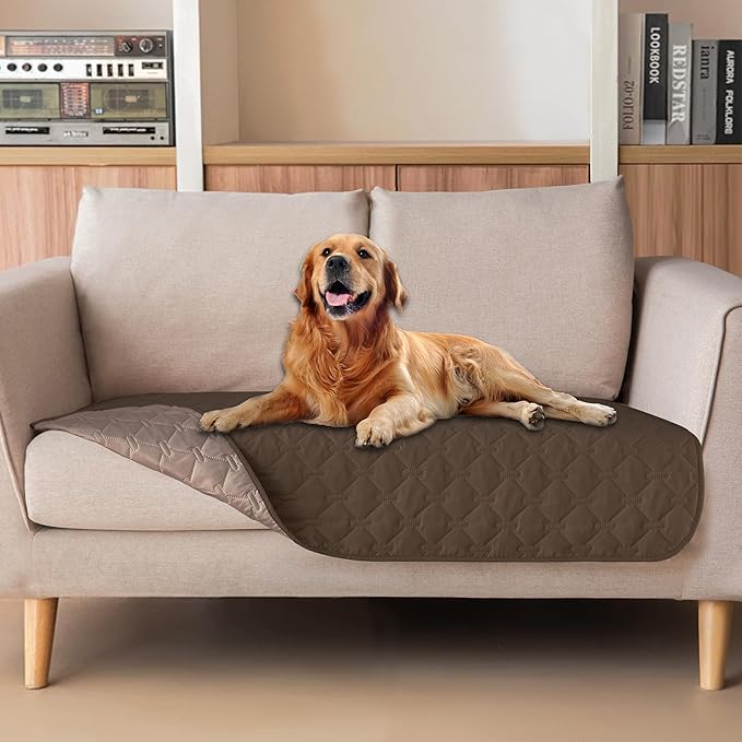 gogobunny 100% Double-Sided Waterproof Dog Bed Cover Pet Blanket Sofa Couch Furniture Protector for Puppy Large Dog Cat, Reversible (32x53 Inch (Pack of 1), Dark Chocolate/Light Chocolate)