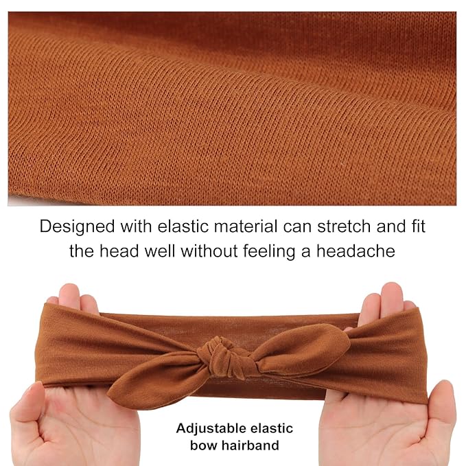 DRESHOW 4 Pack Adjustable Knotted Headbands Non Slip Elastic Yoga Hair Bands Solid Colors Headbands for Women and Girls