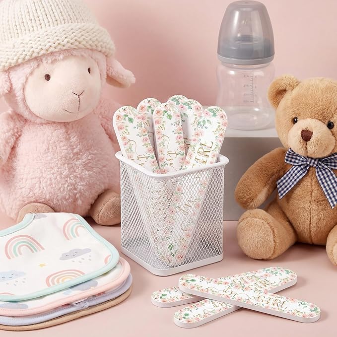 50 Pcs Floral Baby Shower Favors Decorations Baby Sower Favors Games Winners Prizes Gifts Bulk Pink Emery Board Nail Files Gender Reveal Party Favors Souvenirs Gift Bags Stuffers for Guests