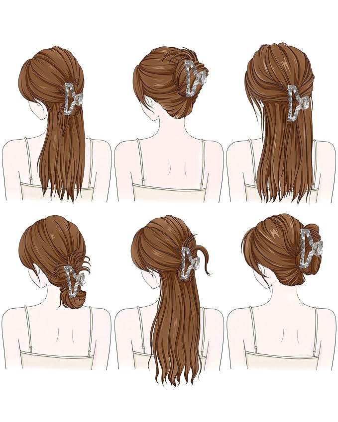 HOKEMP 4 Pcs Hair Claw Clips for Women - Medium Claw Clip Non-Slip Acrylic Hairclips for Thick Thin Hair, Triangle Hollow Design (Color 2)