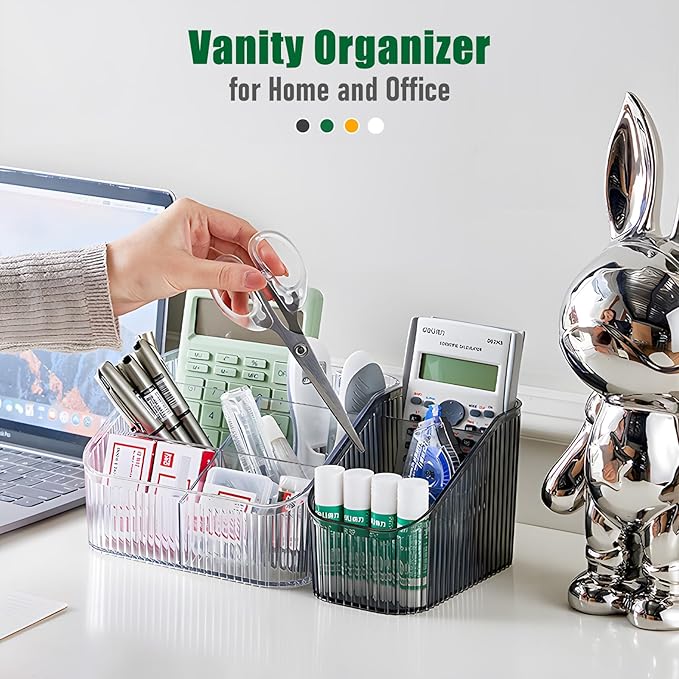 Green Makeup Organizer, Makeup Brush Holder 8 Cups for Vanity, Bathroom Countertop Cups, Dresser Organizer for Cosmetic Display, Skincare Srorage, Perfume Stand, Toiletry