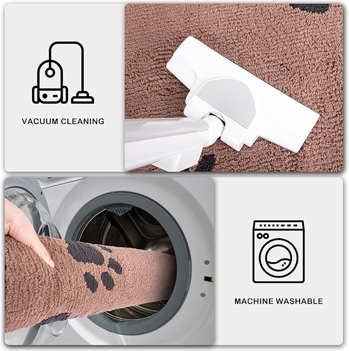 PURRUGS Dirt Trapping Door Mat 32" x 47", Non-Skid/Slip Machine Washable Microfiber Entrance Rug, Shoes Scraper, Dog Doormat, Super Absorbent Floor Mat for Muddy Wet Shoes and Paws, Light Brown