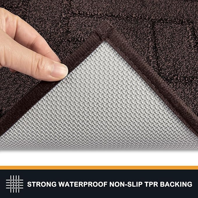 PURRUGS Dirt Trapping Door Mat 24" x 84", Non-Slip Machine Washable Entry Rug, Dog Doormat, Indoor Front Door Mat, Super Absorbent Entryway Rug for Muddy Shoes & Paws, Brown