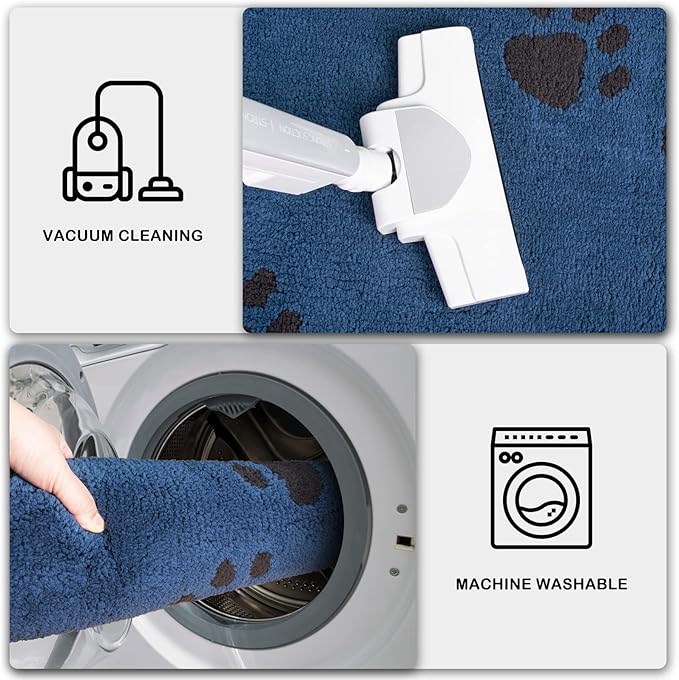 PURRUGS Dirt Trapping Door Mat 24" x 59", Non-Skid/Slip Machine Washable Microfiber Entrance Rug, Shoes Scraper, Dog Doormat, Super Absorbent Floor Mat for Muddy Wet Shoes and Paws, Blue