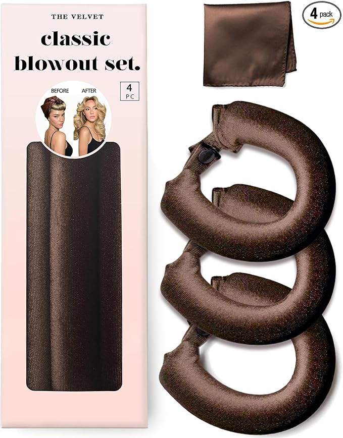 Classic Heatless Curls Overnight Rods No Heat Hair Curlers Curling Iron Jumbo Flexi Rods Large Foam Hair Rollers for Long Short Hair to Sleep in with Satin Scarf Styling Tools Brown