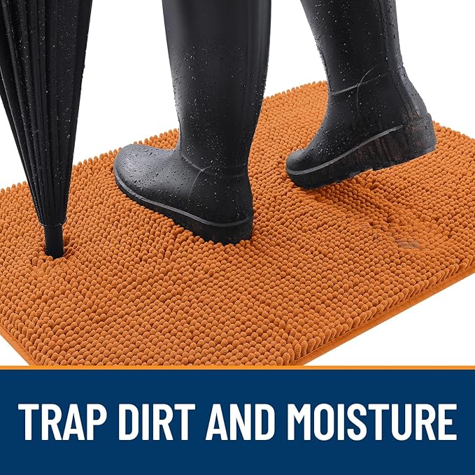 OLANLY Dog Door Mat for Muddy Paws 34x21, Absorbs Moisture and Dirt, Absorbent Non-Slip Washable Doormat, Quick Dry Chenille Mud Mat for Dogs, Entry Indoor Entryway Carpet for Inside Floor, Clay
