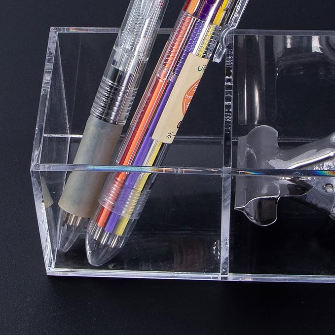 dedoot Clear Drawer Organizer, 6 Compartments Acrylic Organizer Durable Plastic Square Cube Storage Bin for Makeup, Jewelry, Pen, Small Items, 15x2.5x2.6inches