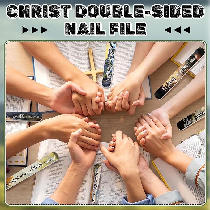 50 Pack Christian Gifts for Women Scripture Mini Nail Files Christian Party Favors Bible Verse Emery Boards Religious Small Gifts for Teacher Mother Men Employee Staff Coworkers Office
