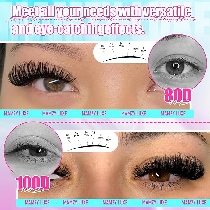 Fluff Lash Clusters Kit 608PCS Cluster Eyelash Extensions Kit 8-18MM Wispy Lashes Clusters Kit 80D 100D D-Curly Eyelash Clusters Mix Daily Look Fake Eyelashes Extension Kit